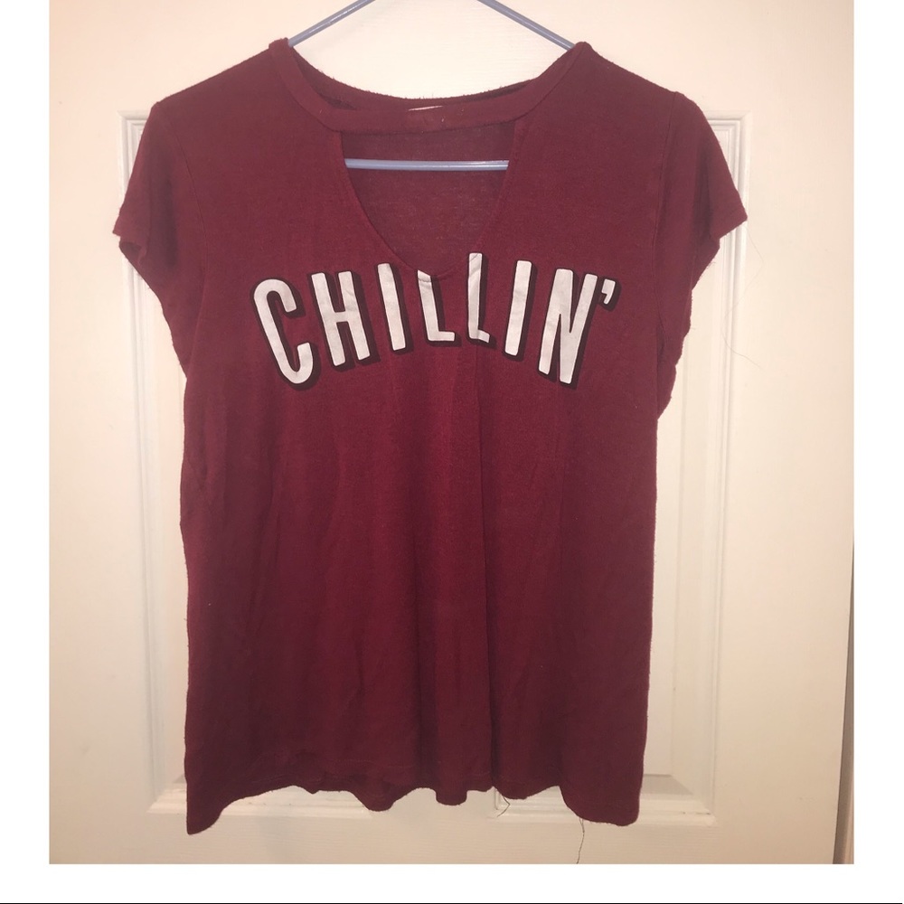 Red t-shirt with cut-out